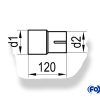Einzelmuffe 45mm auf 37,5mm - Länge: 120mm d1 = 45mm außen/ d2 innen geschlitzt = 37,5mm – Bild 2