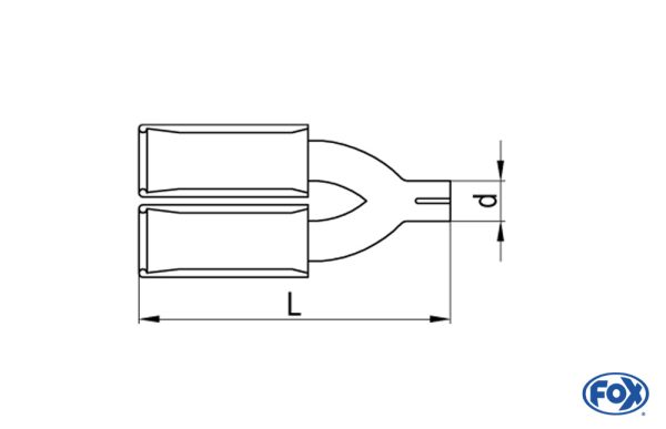 Anschraubendrohr Typ 45 mit Schelle doppelt - 2x106x71mm Oval eingerollt / abgeschrägt / mit Typ-B Einsatz - L_ (mm) und d_ (mm innen) ist flexibel - muss angeben werden - L minimum 300mm und maximal 500mm