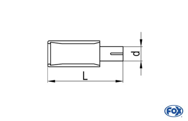 Endrohr Links Typ 38 mit Schelle einfach - 160x90mm Links / Oval eingerollt / abgeschrägt / ohne Absorber - L_ (mm) und d_ (mm innen) ist flexibel - muss angeben werden - L minimum 170mm und maximal 500mm