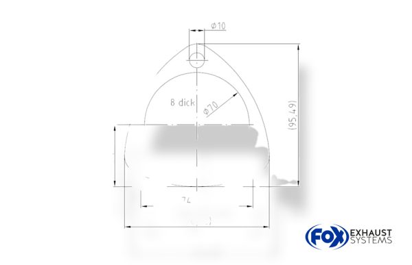 3-Loch-Flansch Innenloch: Ø70mm - Schraubenloch: Ø8,5mm -Dicke: 8mm  - Material 1.4301