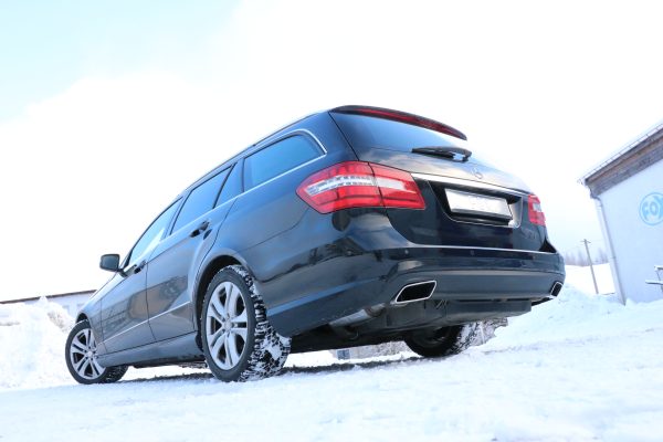 Mercedes E-Klasse 212 mit AMG Paket Endschalldämpfer rechts/links für Fahrzeuge mit originalen Endrohrblenden - Austritt im originalen Endrohr