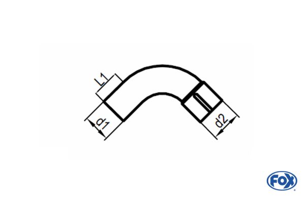 Uni-Rohrbogen 90° geweitet - d1Ø 55mm Schenkellänge L1: ca. 95mm - Radius: 66mm – Bild 2