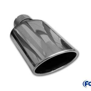 Anschraubendrohr Typ 44 mit Schelle Ø68,5 einfach - 140x90mm Oval eingerollt / abgeschrägt / mit schwarzer Tulpe - L_ 250 (mm) und d_ 63,5 (mm innen)