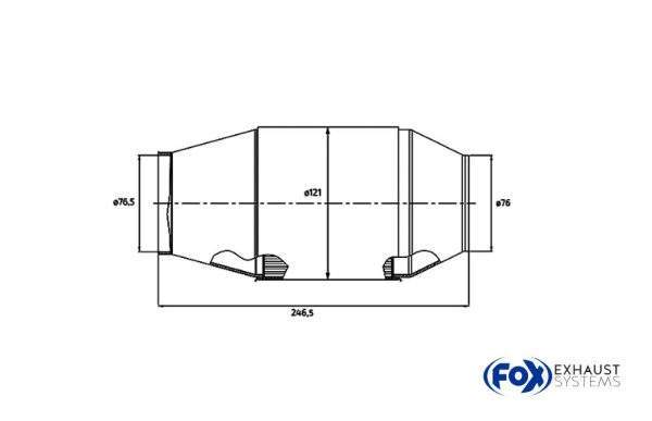 HJS Universal Tuning Katalysator 90 95 0085, bis 280PS Durchmesser: 121mm - Länge: 246,5mm - Gewicht: 1,8 kg - Zellen: 200 cpsi - Anschlüsse: ab 76mm - Leistung: bis 280PS - Hubraum: bis 3500ccm - Norm: EOBD, Euro 5 - Verwendung: Hauptkatalysator bis – Bild 2