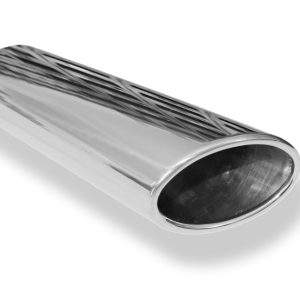 Anschweißendrohr Typ 38 - Links 106x71 mm / Länge: 300 mm - oval  - seitlich nach links abgeschrägt / eingerollt / ohne Absorber