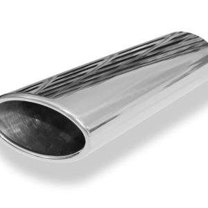 Anschweißendrohr Typ 38 - Rechts 106x71 mm / Länge: 300 mm - oval  - seitlich nach rechts abgeschrägt / eingerollt / ohne Absorber
