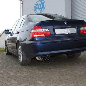FOX Sportauspuff passend für BMW E46 320/ 323/ 328 Endschalldämpfer einflutig auf original MSD - 2x76 Typ 10