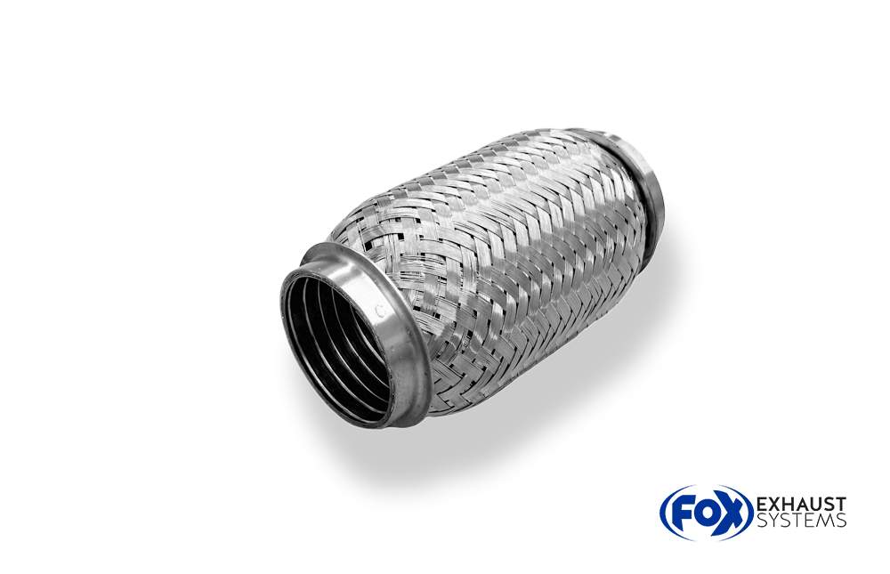 Flexibles Rohr Interlock - Ø70mm - Länge: 150mm + Stutzen Innenleben besteht aus Edelstahlwellrohr - Außenhülle ist Edelstahlgeflecht - Mit Edelstahl-Schlussstutzen zum Schrauben mit Schelle - d2 (innen): variabel (muss separat angegeben werden!) – Bild 2