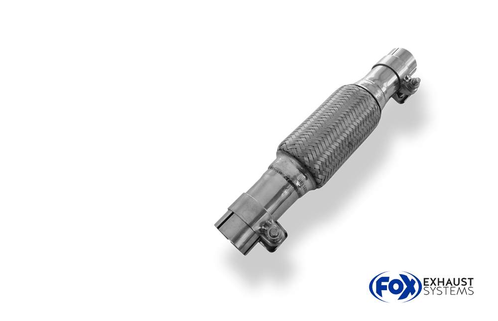 Flexibles Rohr Interlock - Ø70mm - Länge: 150mm + Stutzen Innenleben besteht aus Edelstahlwellrohr - Außenhülle ist Edelstahlgeflecht - Mit Edelstahl-Schlussstutzen zum Schrauben mit Schelle - d2 (innen): variabel (muss separat angegeben werden!)